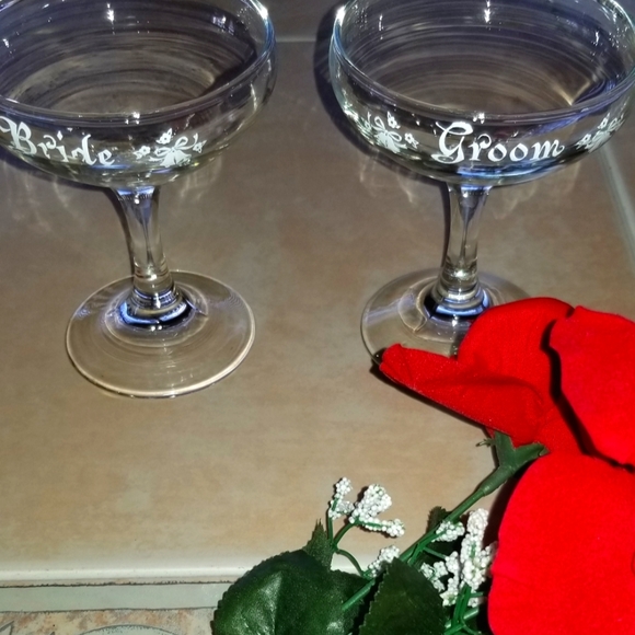 Other - Bride and Groom Glass Set